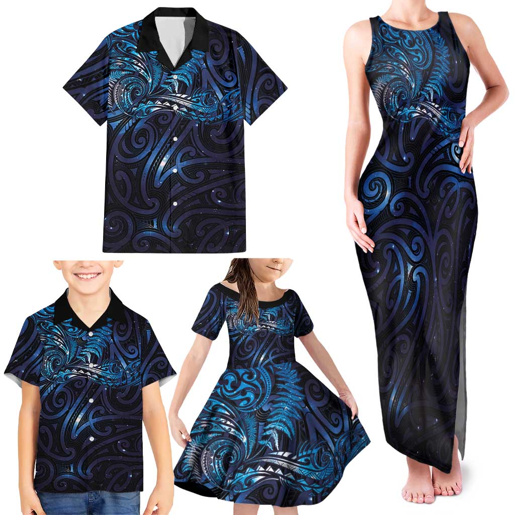 New Zealand New Year-Matariki Family Matching Tank Maxi Dress and Hawaiian Shirt Aotearoa Maori Tattoo Galaxy Sky LT03 - Polynesian Pride