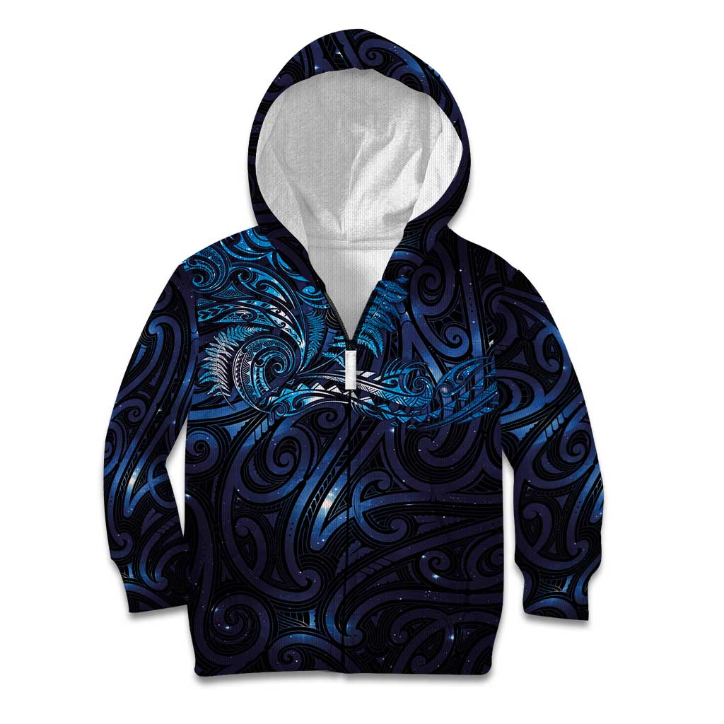 New Zealand New Year-Matariki Kid Hoodie Aotearoa Maori Tattoo Galaxy Sky LT03 Zip Hoodie Multicolor - Polynesian Pride