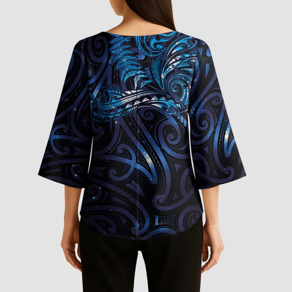 New Zealand New Year-Matariki Kimono Sleeve Blouse Aotearoa Maori Tattoo Galaxy Sky LT03 - Polynesian Pride