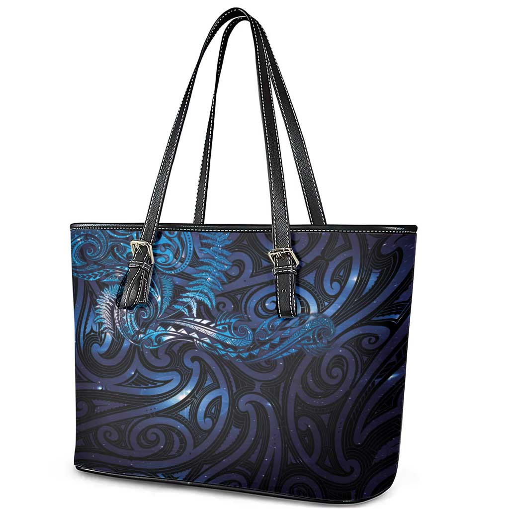 New Zealand New Year-Matariki Leather Tote Bag Aotearoa Maori Tattoo Galaxy Sky LT03 - Polynesian Pride