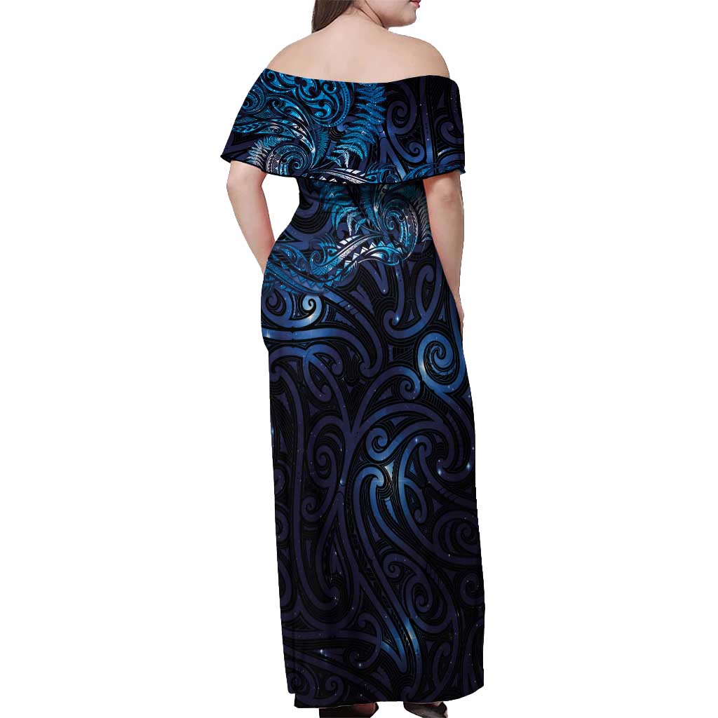 New Zealand New Year-Matariki Off Shoulder Maxi Dress Aotearoa Maori Tattoo Galaxy Sky LT03 - Polynesian Pride