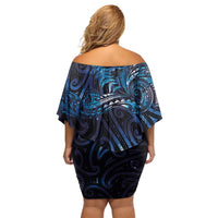 New Zealand New Year-Matariki Off Shoulder Short Dress Aotearoa Maori Tattoo Galaxy Sky LT03 - Polynesian Pride