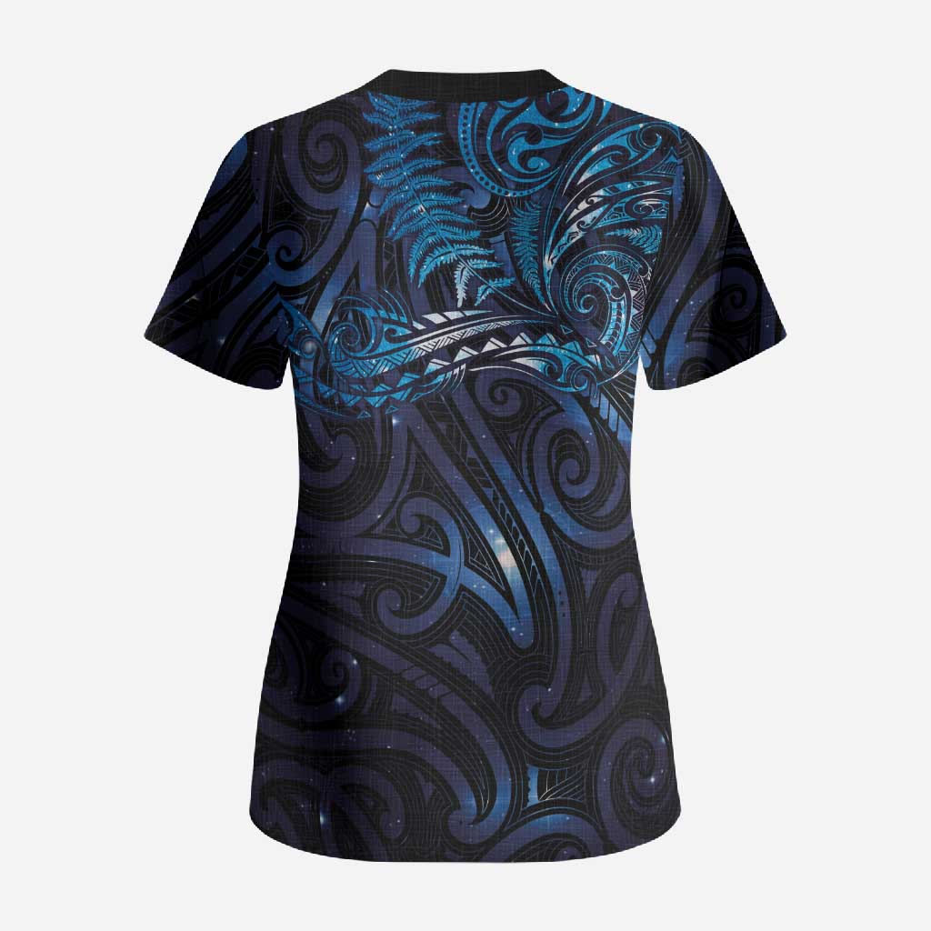 New Zealand New Year-Matariki Scrub Top Aotearoa Maori Tattoo Galaxy Sky