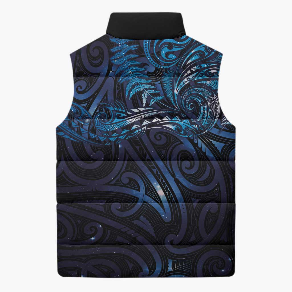 New Zealand New Year-Matariki Sleeveless Puffer Jacket Aotearoa Maori Tattoo Galaxy Sky