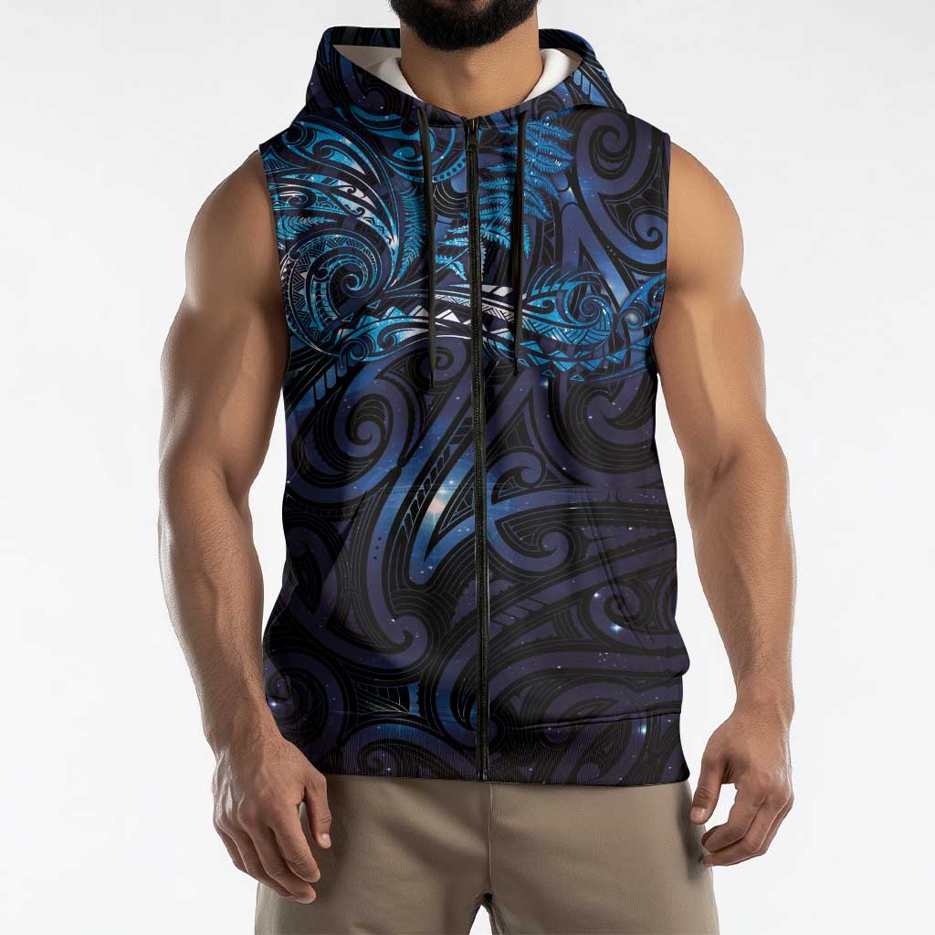 New Zealand New Year-Matariki Sleeveless Zip Hoodie Aotearoa Maori Tattoo Galaxy Sky LT03 - Polynesian Pride