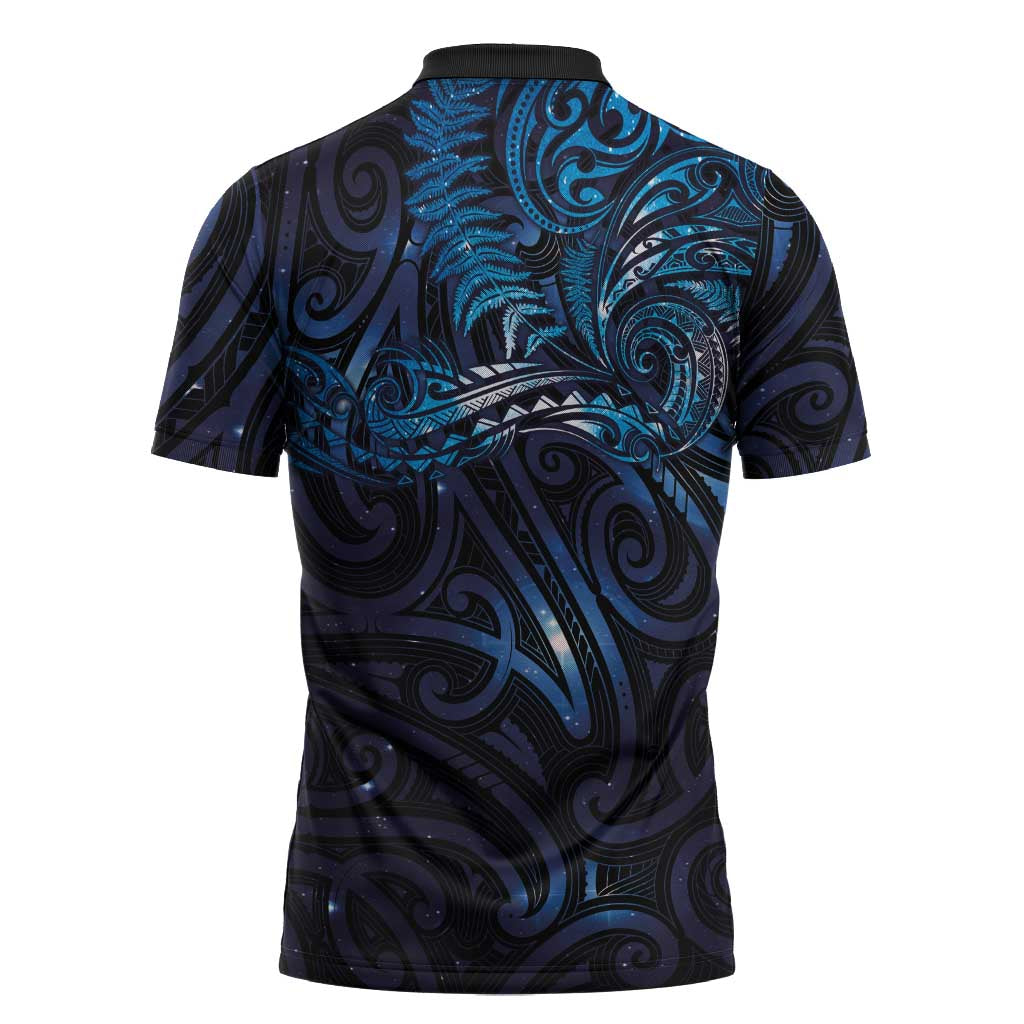 New Zealand New Year-Matariki Zipper Polo Shirt Aotearoa Maori Tattoo Galaxy Sky LT03 - Polynesian Pride