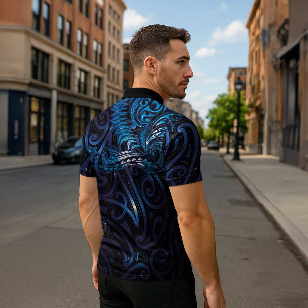 New Zealand New Year-Matariki Zipper Polo Shirt Aotearoa Maori Tattoo Galaxy Sky LT03 - Polynesian Pride