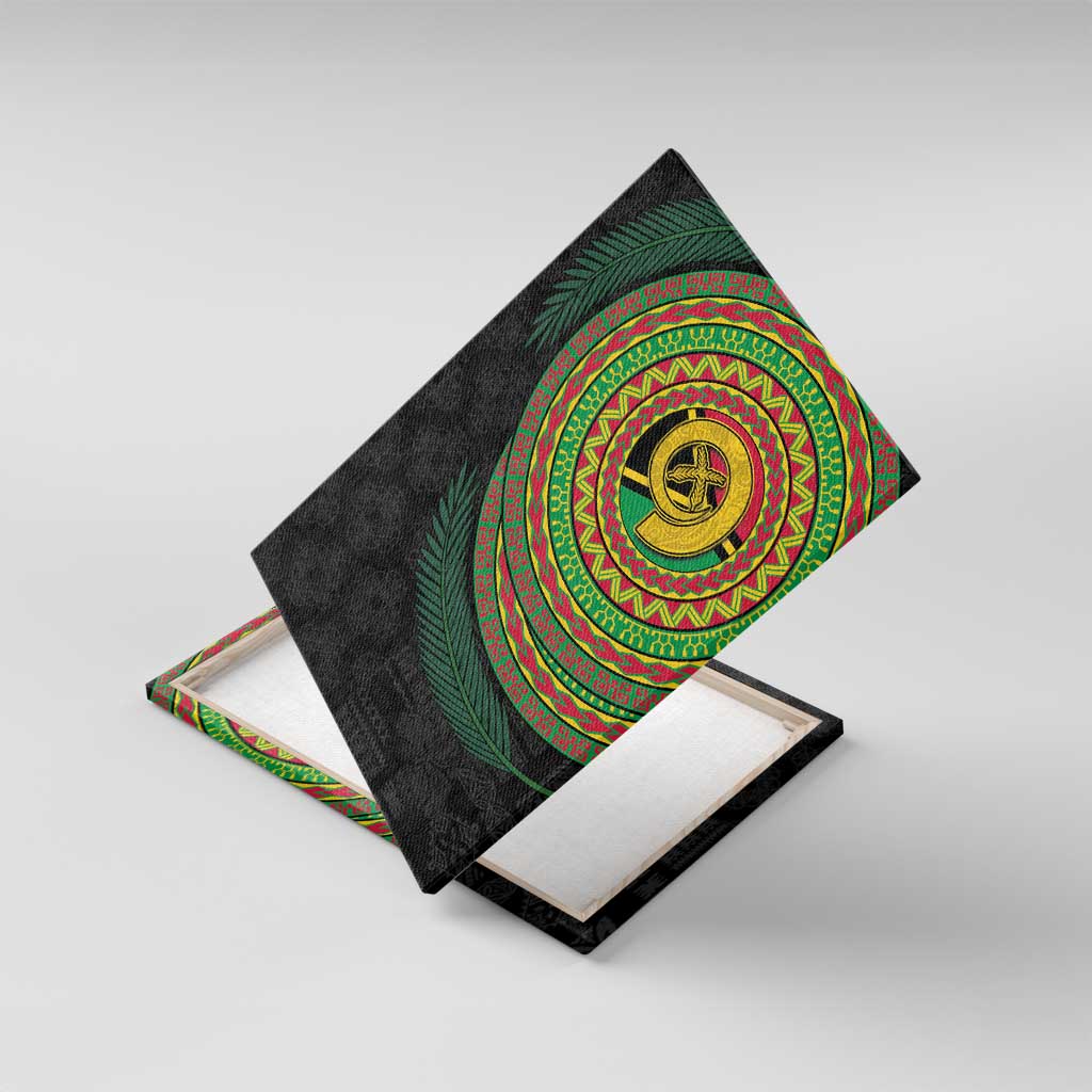 Vanuatu Tribal Tattoo with Namele Leaves Canvas Wall Art LT03 With Frame Black - Polynesian Pride