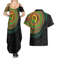 Vanuatu Tribal Tattoo with Namele Leaves Couples Matching Summer Maxi Dress and Hawaiian Shirt LT03 - Polynesian Pride