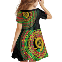 Vanuatu Tribal Tattoo with Namele Leaves Family Matching Long Sleeve Bodycon Dress and Hawaiian Shirt LT03 - Polynesian Pride