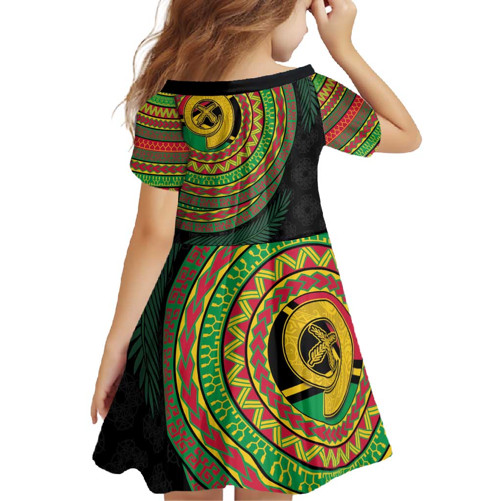 Vanuatu Tribal Tattoo with Namele Leaves Family Matching Off Shoulder Maxi Dress and Hawaiian Shirt LT03 - Polynesian Pride