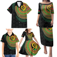 Vanuatu Tribal Tattoo with Namele Leaves Family Matching Puletasi and Hawaiian Shirt LT03 - Polynesian Pride