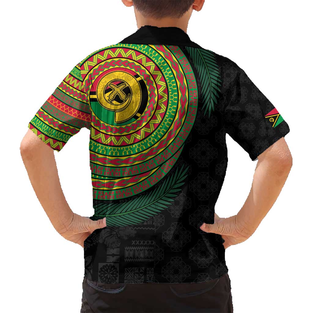 Vanuatu Tribal Tattoo with Namele Leaves Family Matching Summer Maxi Dress and Hawaiian Shirt LT03 - Polynesian Pride