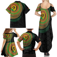 Vanuatu Tribal Tattoo with Namele Leaves Family Matching Summer Maxi Dress and Hawaiian Shirt LT03 - Polynesian Pride