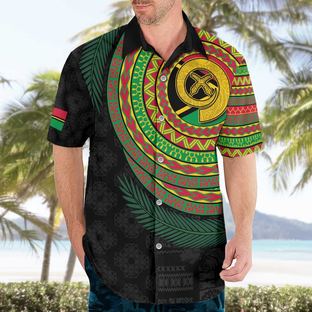 Vanuatu Tribal Tattoo with Namele Leaves Hawaiian Shirt