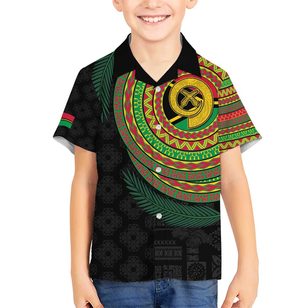 Vanuatu Tribal Tattoo with Namele Leaves Hawaiian Shirt