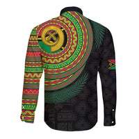 Vanuatu Tribal Tattoo with Namele Leaves Long Sleeve Button Shirt LT03 - Polynesian Pride