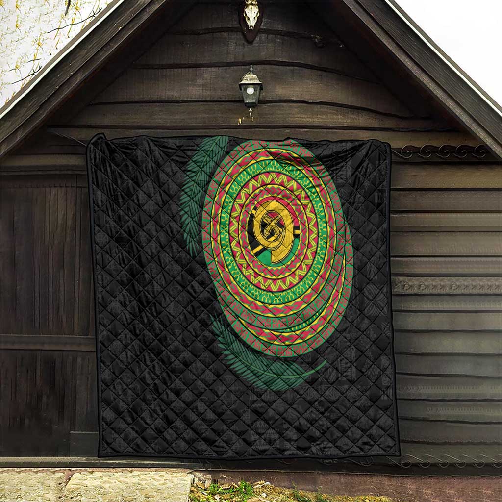 Vanuatu Tribal Tattoo with Namele Leaves Quilt