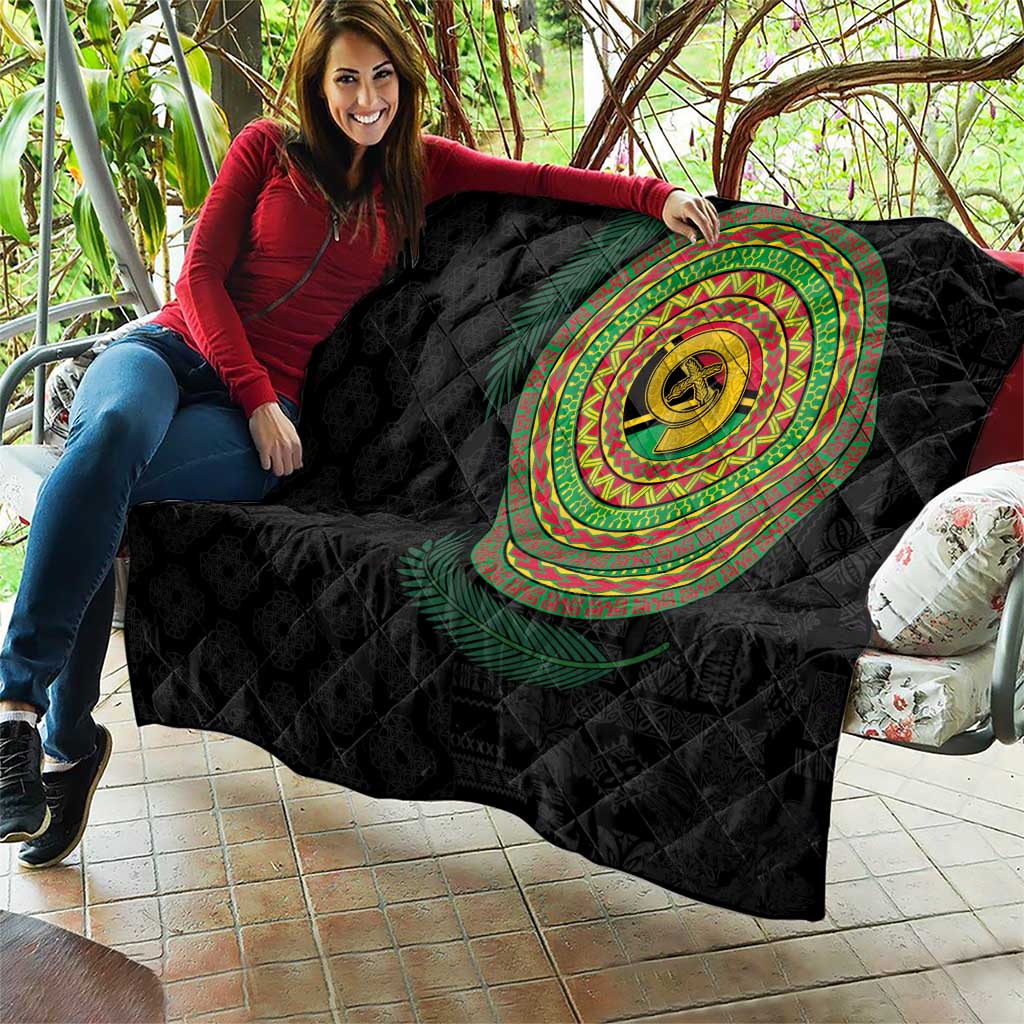 Vanuatu Tribal Tattoo with Namele Leaves Quilt