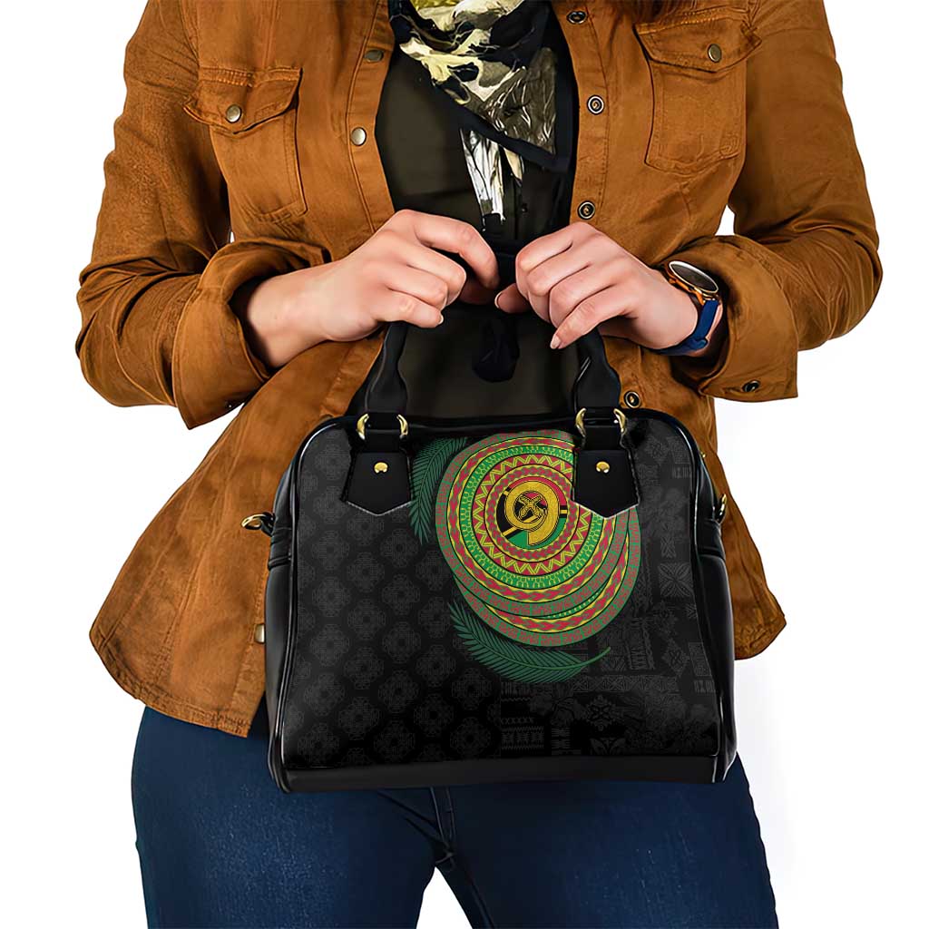 Vanuatu Tribal Tattoo with Namele Leaves Shoulder Handbag