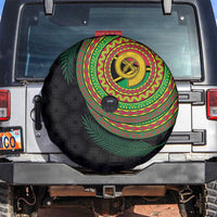 Vanuatu Tribal Tattoo with Namele Leaves Spare Tire Cover LT03 Black - Polynesian Pride