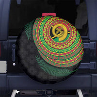 Vanuatu Tribal Tattoo with Namele Leaves Spare Tire Cover LT03 No hole Black - Polynesian Pride