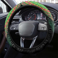 Vanuatu Tribal Tattoo with Namele Leaves Steering Wheel Cover