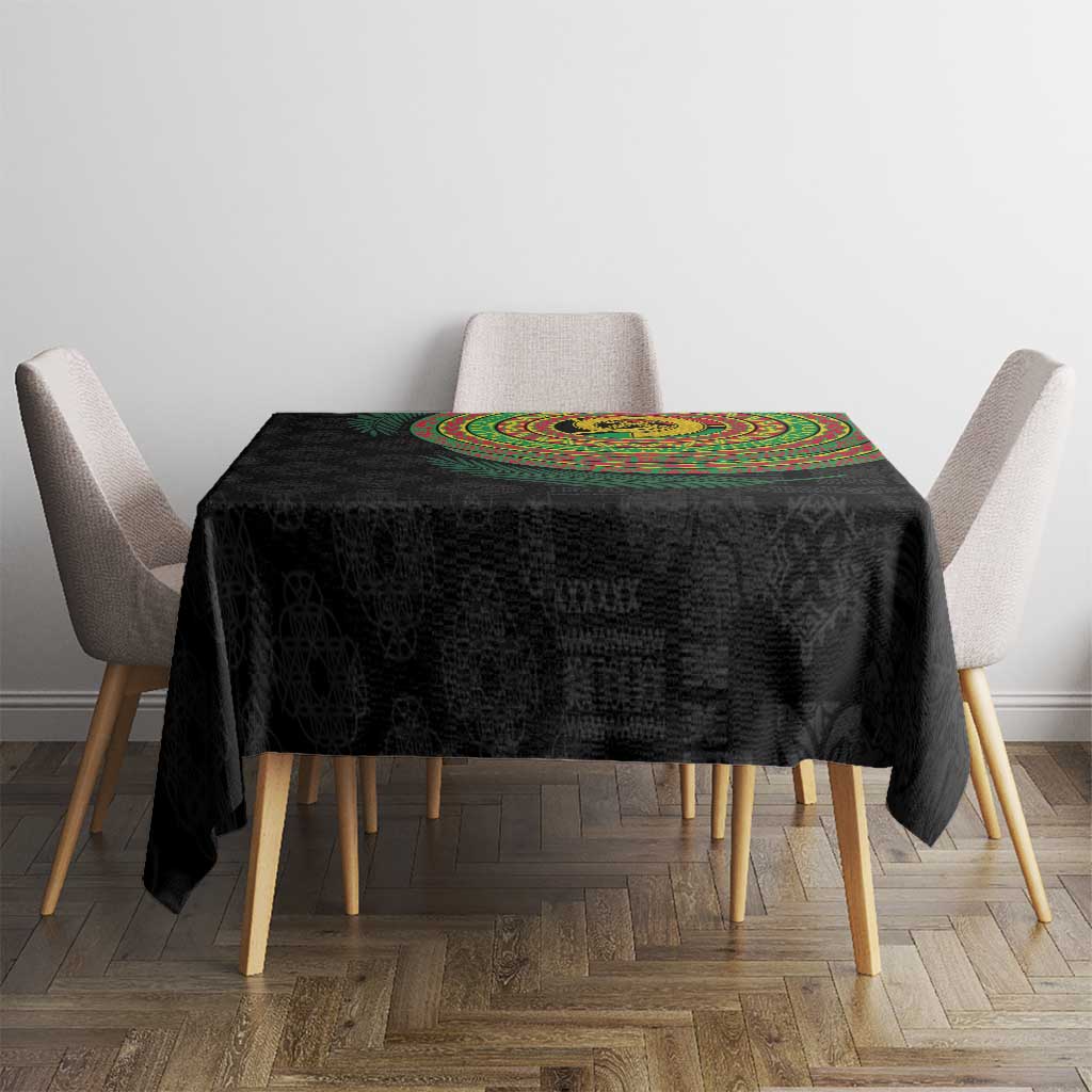 Vanuatu Tribal Tattoo with Namele Leaves Tablecloth
