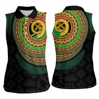 Vanuatu Tribal Tattoo with Namele Leaves Women Sleeveless Polo Shirt LT03 - Polynesian Pride