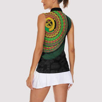 Vanuatu Tribal Tattoo with Namele Leaves Women Sleeveless Polo Shirt LT03 - Polynesian Pride