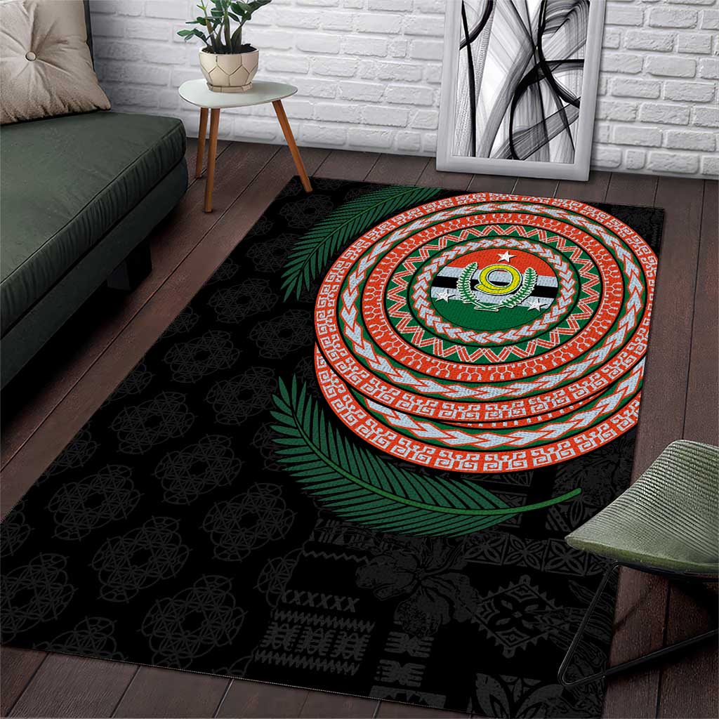 Penama Tribal Tattoo with Namele Leaves Area Rug LT03 Black - Polynesian Pride