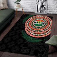 Penama Tribal Tattoo with Namele Leaves Area Rug LT03 Black - Polynesian Pride