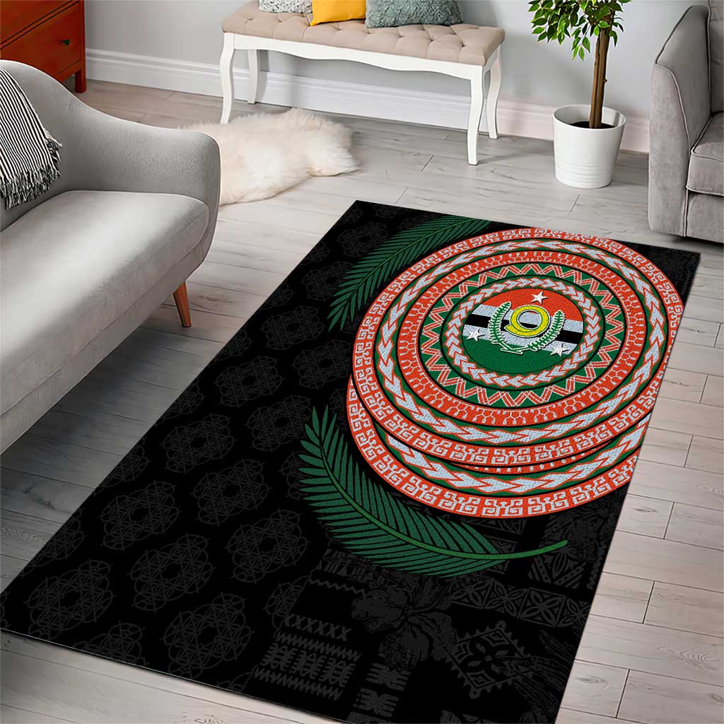 Penama Tribal Tattoo with Namele Leaves Area Rug LT03 - Polynesian Pride