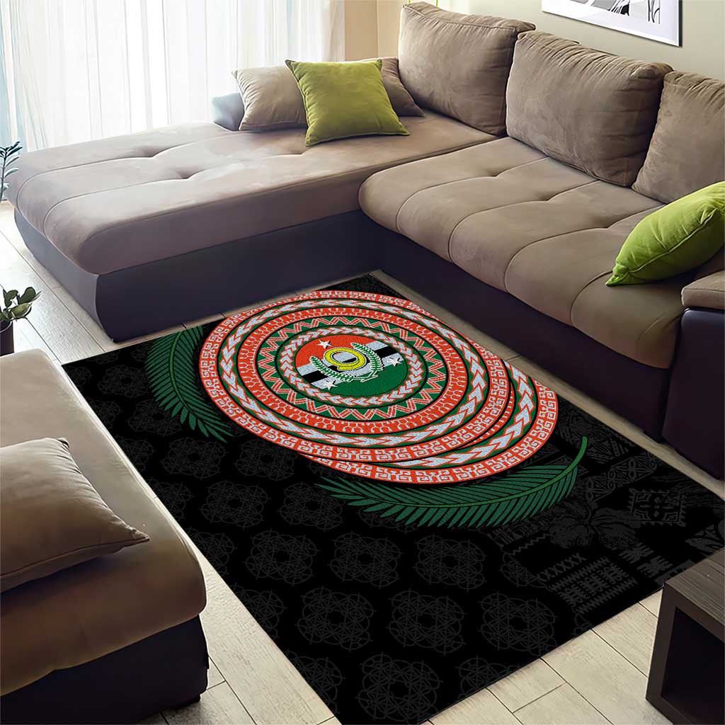 Penama Tribal Tattoo with Namele Leaves Area Rug LT03 - Polynesian Pride