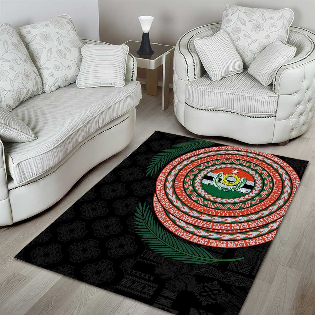 Penama Tribal Tattoo with Namele Leaves Area Rug LT03 - Polynesian Pride