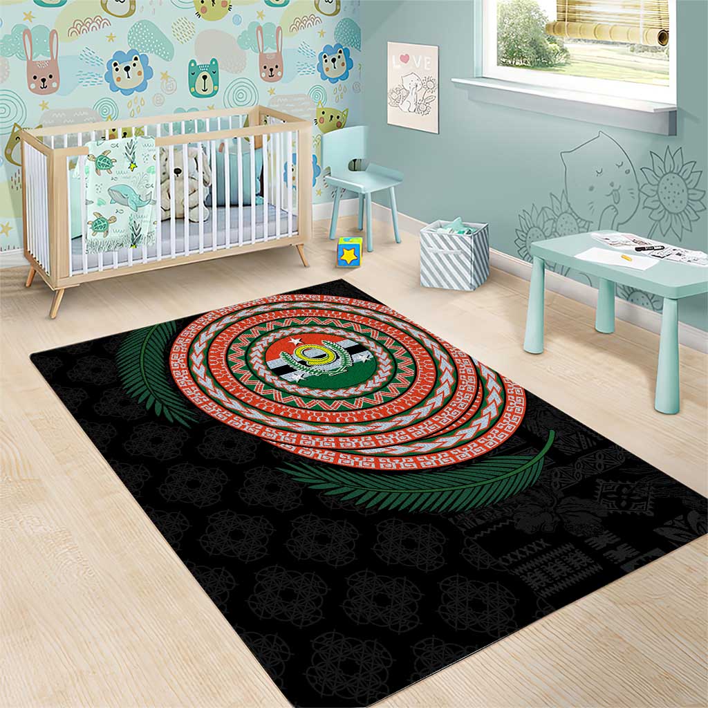Penama Tribal Tattoo with Namele Leaves Area Rug LT03 - Polynesian Pride