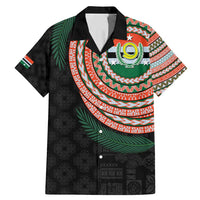 Penama Tribal Tattoo with Namele Leaves Family Matching Mermaid Dress and Hawaiian Shirt LT03 Dad's Shirt - Short Sleeve Black - Polynesian Pride
