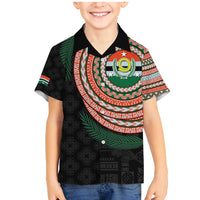Penama Tribal Tattoo with Namele Leaves Family Matching Mermaid Dress and Hawaiian Shirt LT03 Son's Shirt Black - Polynesian Pride