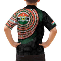 Penama Tribal Tattoo with Namele Leaves Family Matching Off Shoulder Maxi Dress and Hawaiian Shirt LT03 - Polynesian Pride