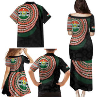 Penama Tribal Tattoo with Namele Leaves Family Matching Puletasi and Hawaiian Shirt LT03 - Polynesian Pride