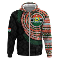 Penama Tribal Tattoo with Namele Leaves Zip Hoodie