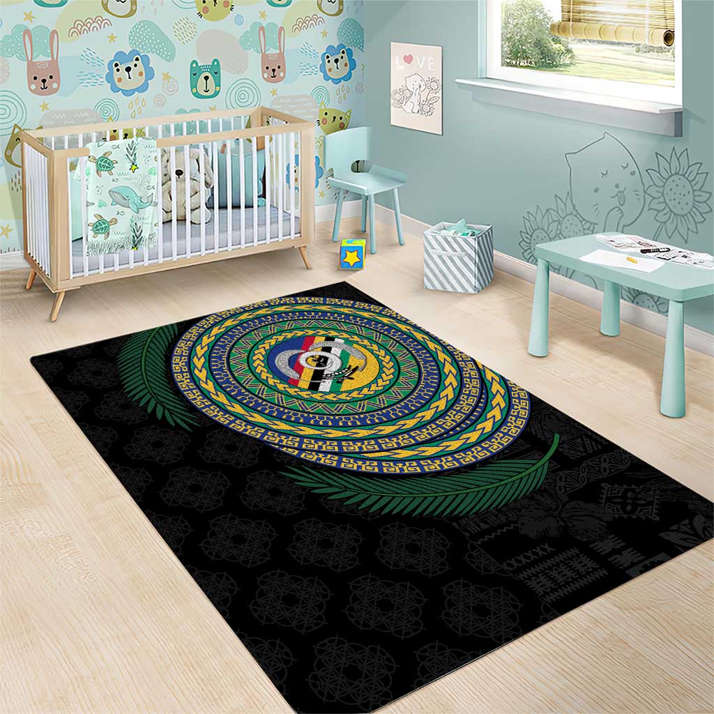Torba Tribal Tattoo with Namele Leaves Area Rug