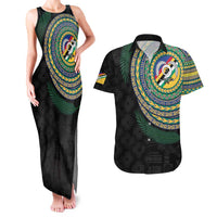 Torba Tribal Tattoo with Namele Leaves Couples Matching Tank Maxi Dress and Hawaiian Shirt LT03 Black - Polynesian Pride
