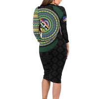 Torba Tribal Tattoo with Namele Leaves Family Matching Long Sleeve Bodycon Dress and Hawaiian Shirt LT03 - Polynesian Pride