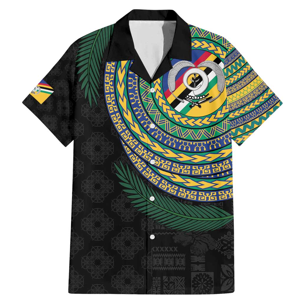 Torba Tribal Tattoo with Namele Leaves Family Matching Mermaid Dress and Hawaiian Shirt LT03 Dad's Shirt - Short Sleeve Black - Polynesian Pride