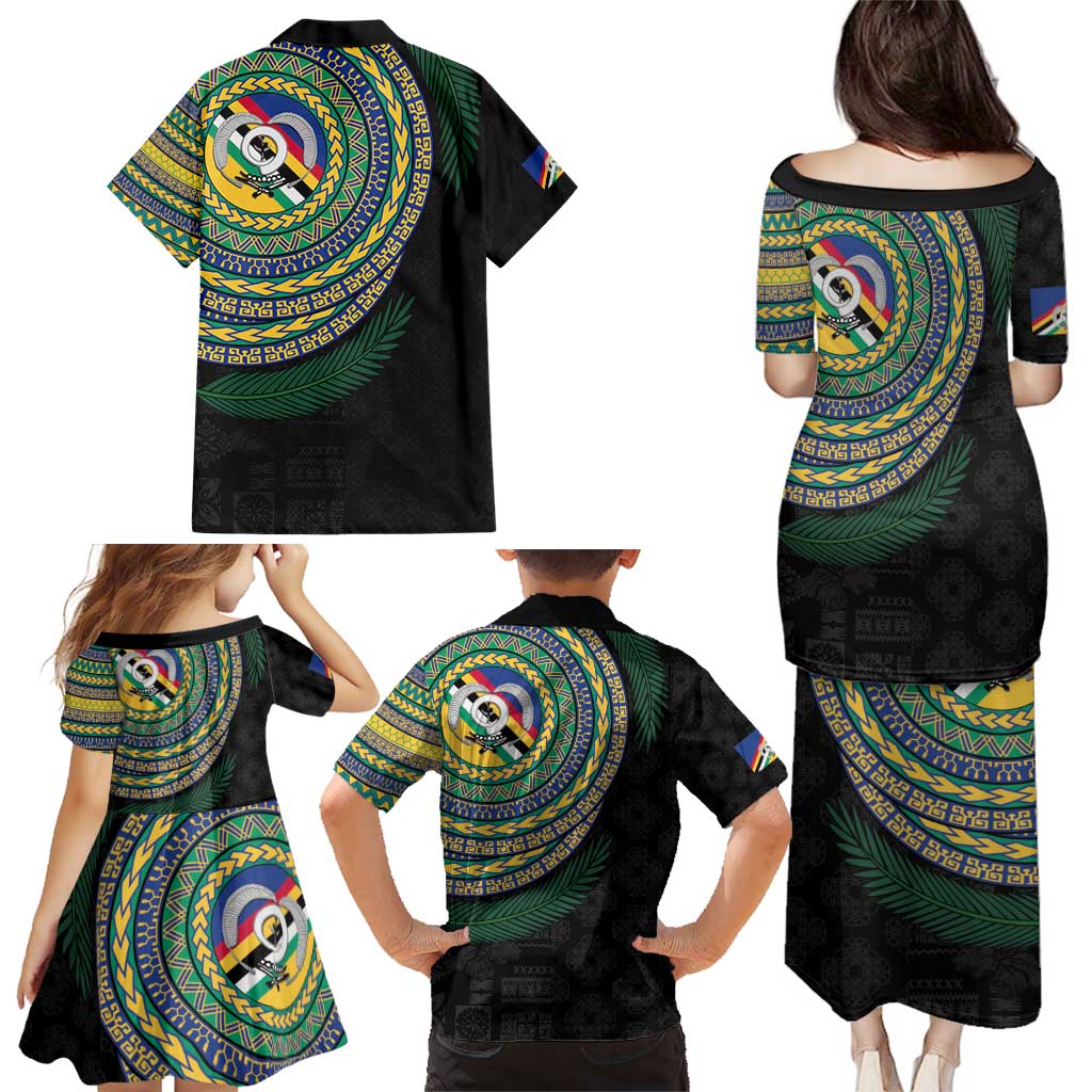 Torba Tribal Tattoo with Namele Leaves Family Matching Puletasi and Hawaiian Shirt LT03 - Polynesian Pride