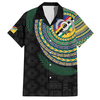 Torba Tribal Tattoo with Namele Leaves Family Matching Short Sleeve Bodycon Dress and Hawaiian Shirt LT03 Dad's Shirt - Short Sleeve Black - Polynesian Pride