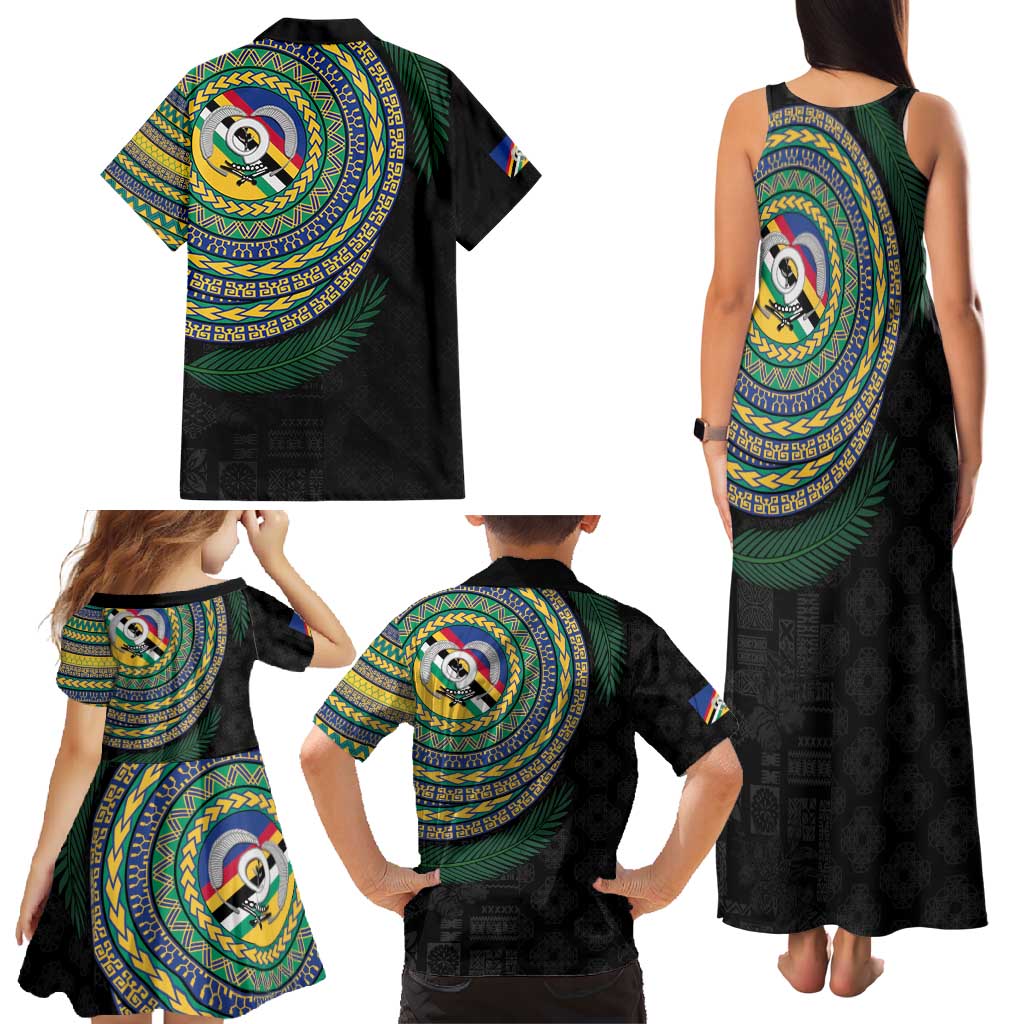 Torba Tribal Tattoo with Namele Leaves Family Matching Tank Maxi Dress and Hawaiian Shirt LT03 - Polynesian Pride