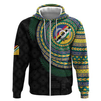 Torba Tribal Tattoo with Namele Leaves Hoodie LT03 Zip Hoodie Black - Polynesian Pride