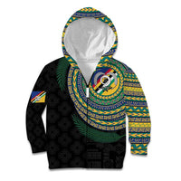 Torba Tribal Tattoo with Namele Leaves Kid Hoodie LT03 Zip Hoodie Black - Polynesian Pride
